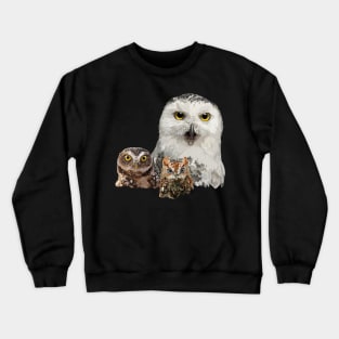 Snowy Owl, Owl and Little Owl Crewneck Sweatshirt